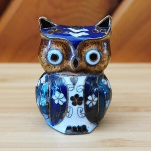 Vintage Cloisonné Owl Figurine